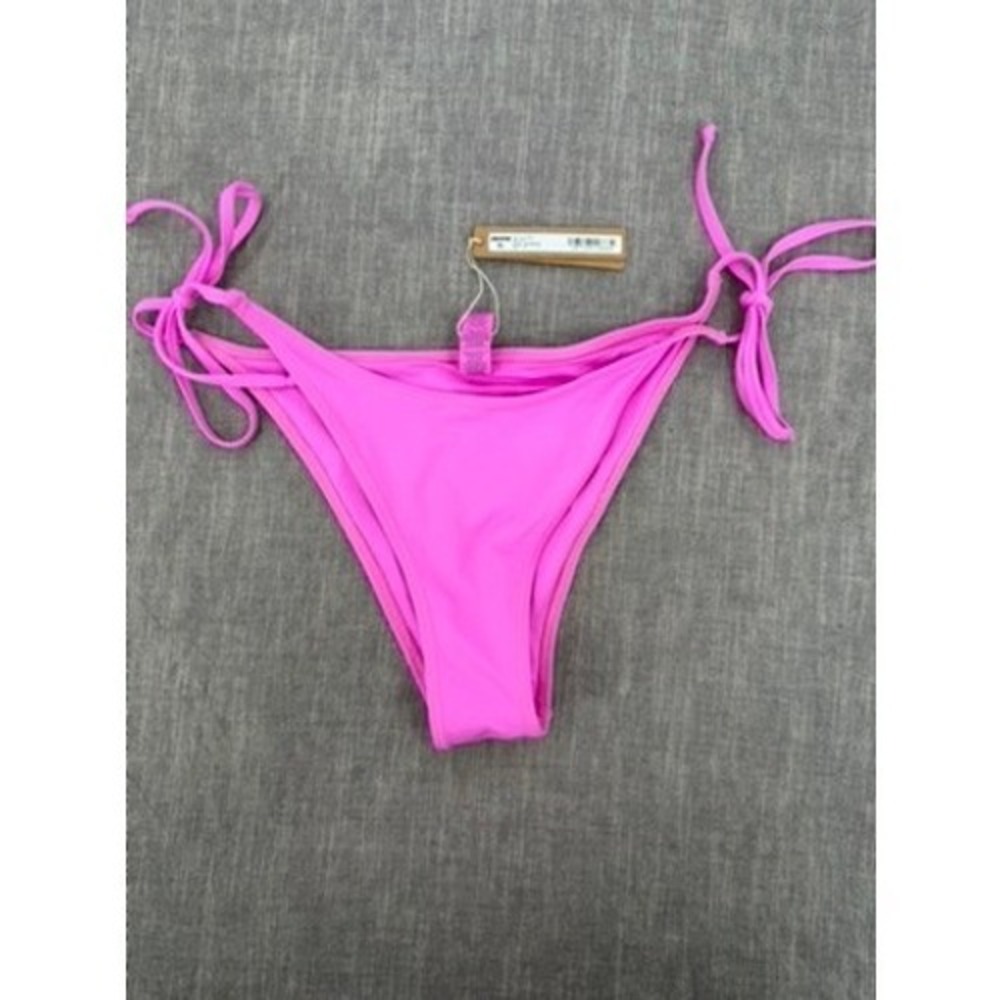 SKIMS Recycled Swim Dippy Tie Bikini Bottoms Neon Orchid Pink Size M Medium NWT